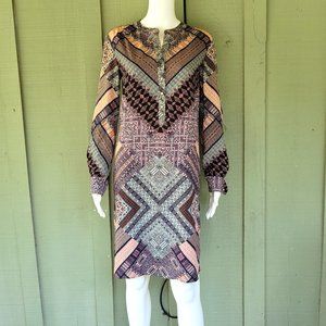 ANTONIO MELANI Print Silky Tunic Dress 4 Adjustable sleeves.